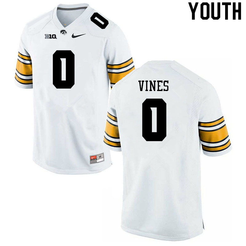 Youth #0 Diante Vines Iowa Hawkeyes College Football Jerseys Sale-White